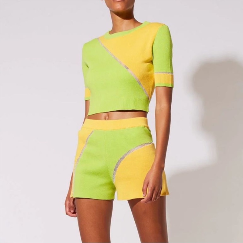 Solid & Striped Knit Short Set